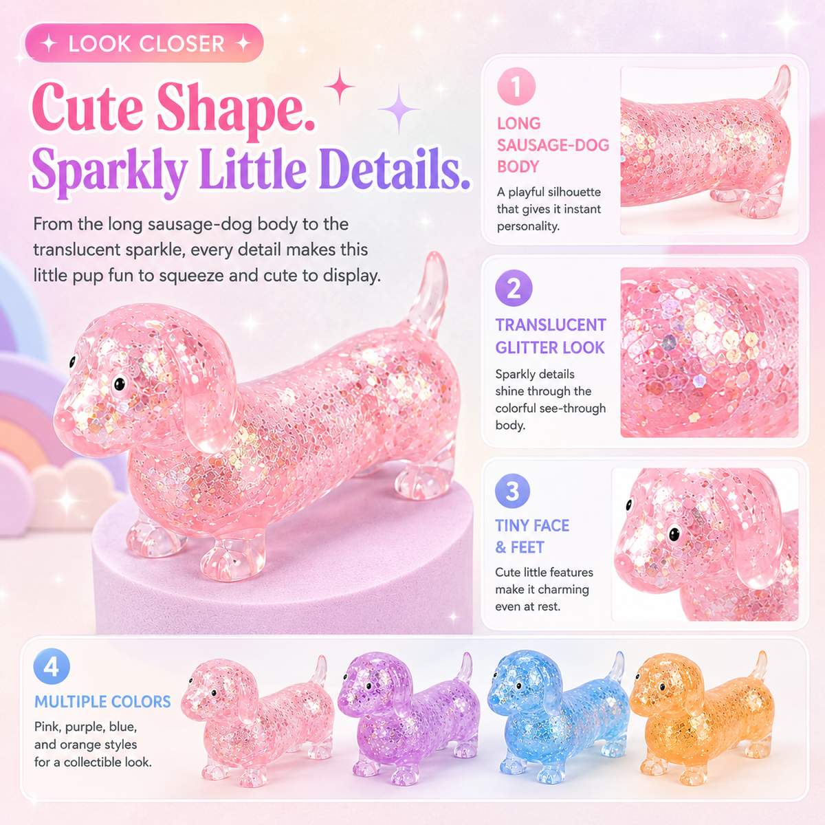 🐶 Glitter Dachshund Squishy